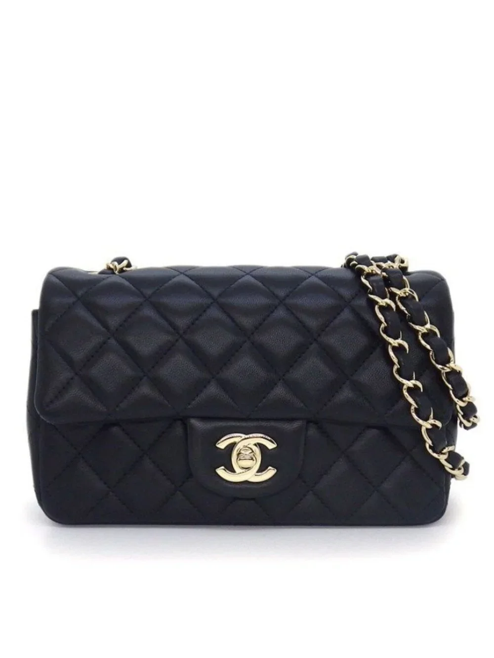 Chanel Shoulder Bag Quilted 20 Mini Classic Onwards Black Lambskin